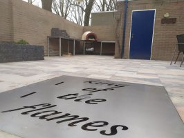 Aanleg achtertuin cortenstaal / buitenkeuken / schutting Fransebaan Eindhoven