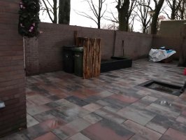Aanleg achtertuin cortenstaal / buitenkeuken / schutting Fransebaan Eindhoven