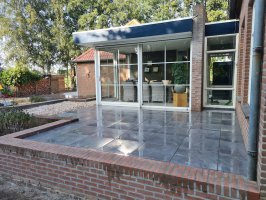 Aanleg achtertuin / bestrating Borkel en Schaft