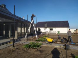 Aanplant / gazon / leibomen met leirekken Luyksgestel